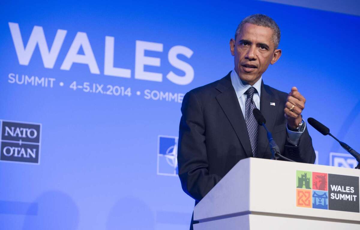 President Obama speaks at the NATO summit in Wales on Sept. 5.