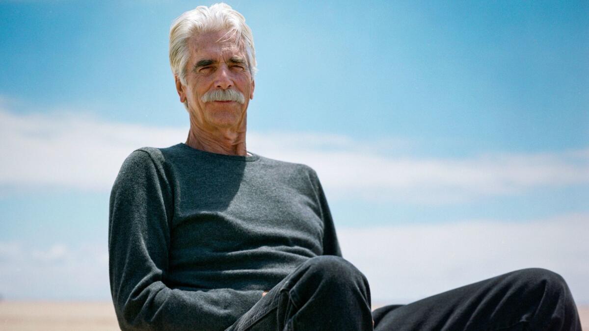 Sam Elliott poses for a portrait on the beach in Santa Monica. (Jay L. Clendenin / Los Angeles Times)