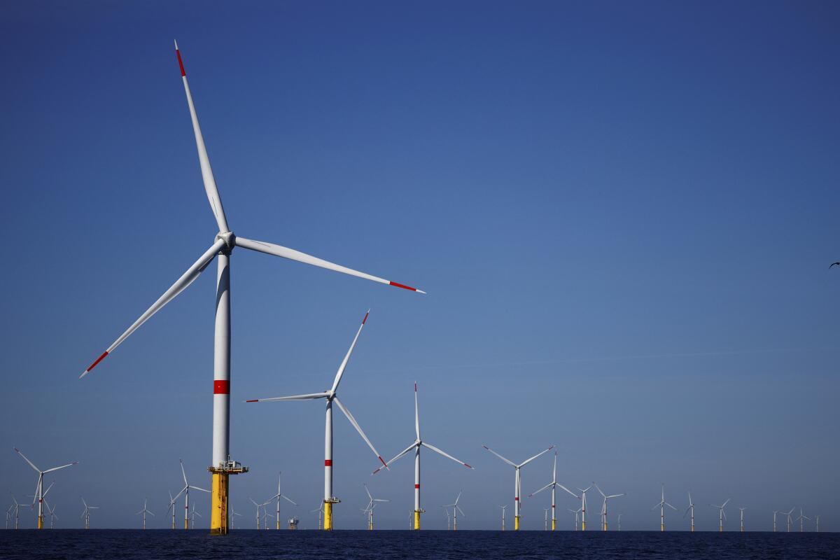 Offshore wind turbines at work 