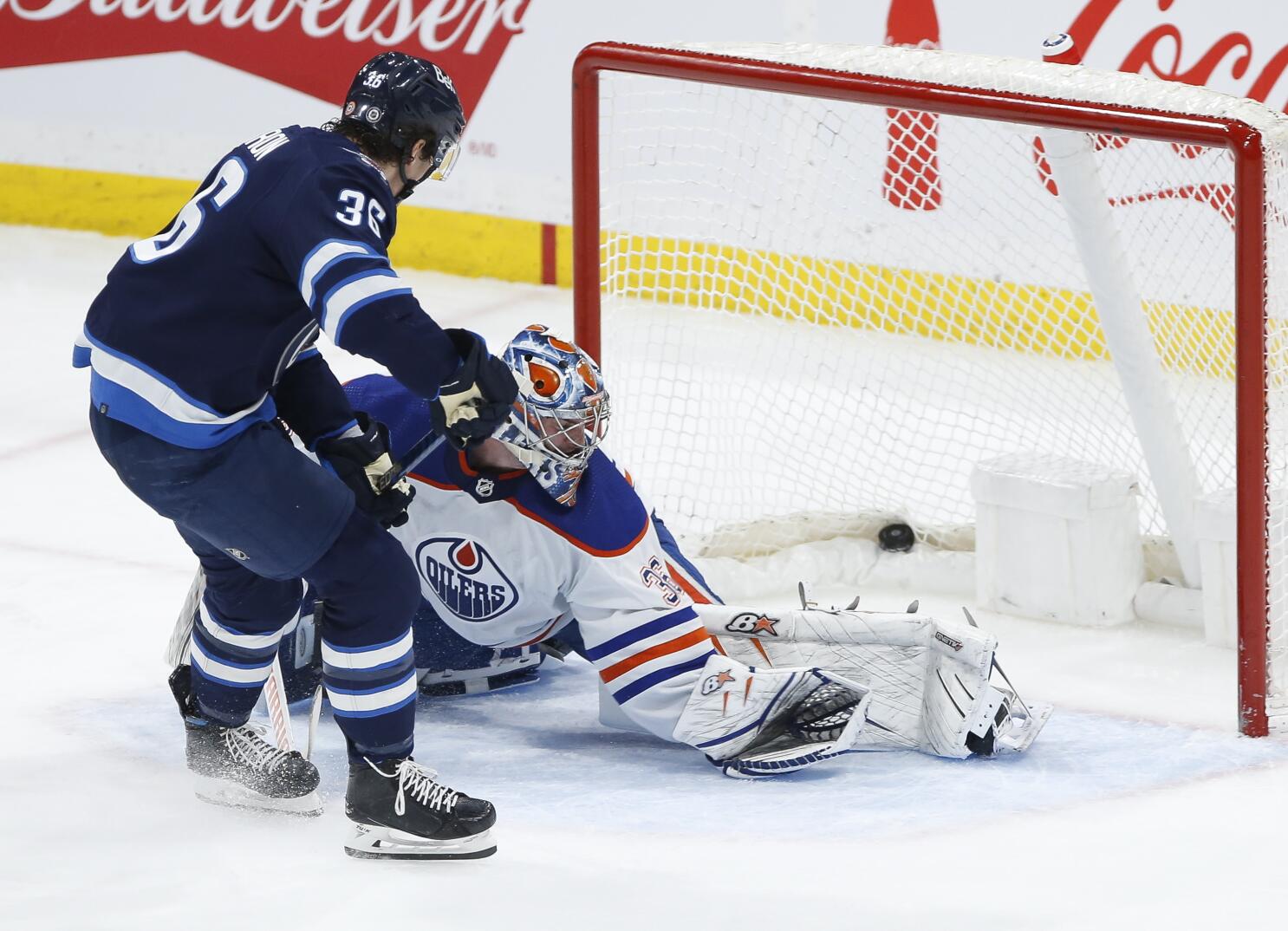 Morrissey has 2 goals, assist as Jets outlast Oilers 7-5 - The San Diego  Union-Tribune