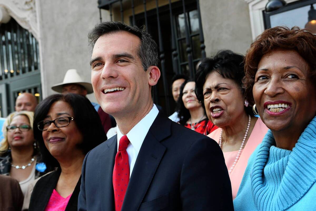 L.A. City Councilman Eric Garcetti was among four council members who did not attend Friday's meeting. (A fifth council seat is currently unfilled.) The mayoral candidate has missed 10 of the council's last 12 meetings since he came in first in the March 5 primary election, according to Ed Johnson, spokesman for Council President Herb Wesson.