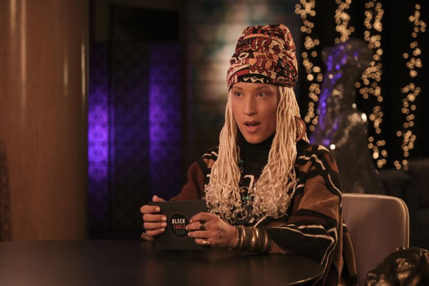 Robin Thede as Dr. Hadassah Olayinka Ali-Youngman, pre-PhD, in a "Black Lady Sketch Show."