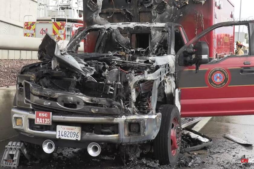 An Escondido Fire ambulance caught on fire while taking a child to the hospital Sunday morning.