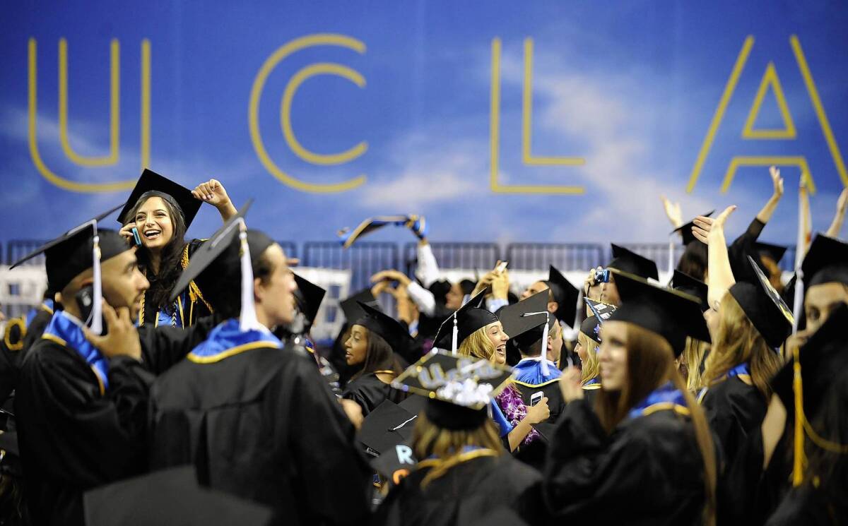 UCLA graduation ceremonies in June. A constitutional challenge to Michigan's ban on college affirmative action comes before the U.S. Supreme Court this week.
