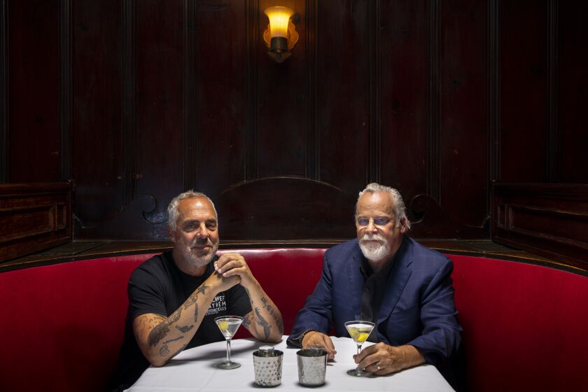 Author Michael Connelly and actor Titus Welliver at Frank and Musso Grill in Hollywood