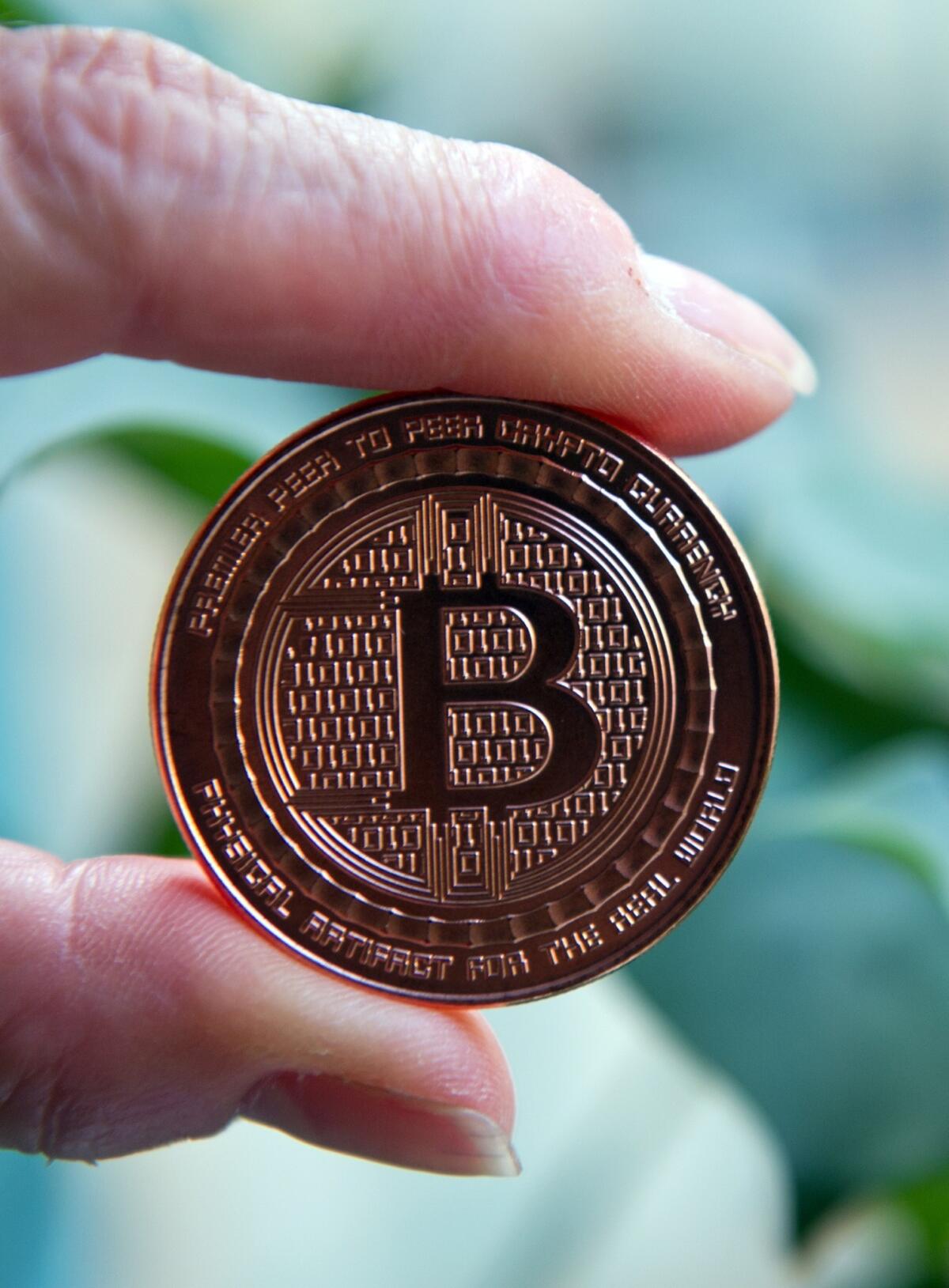 A bitcoin medallion.