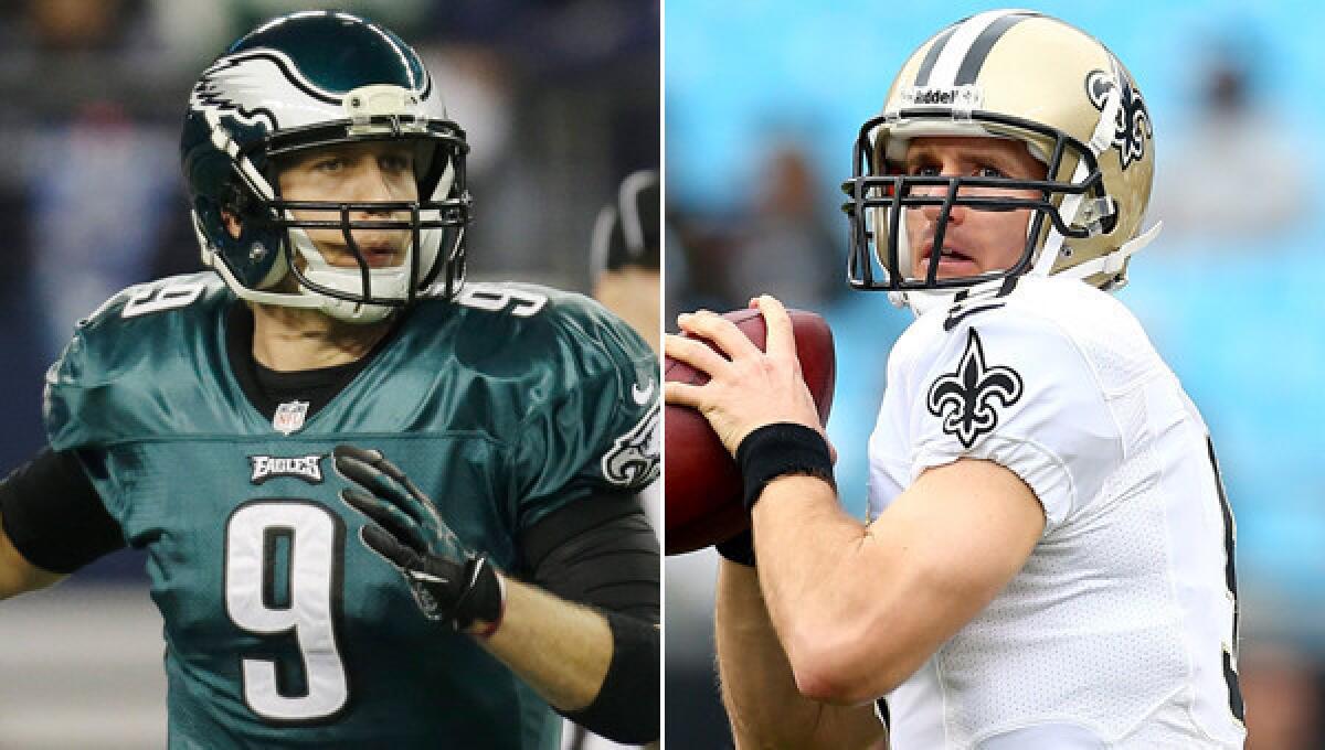 Philadelphia Eagles quarterback Nick Foles, left, and New Orleans Saints signal-caller Drew Brees were standouts at the same high school before moving on to successful NFL careers.