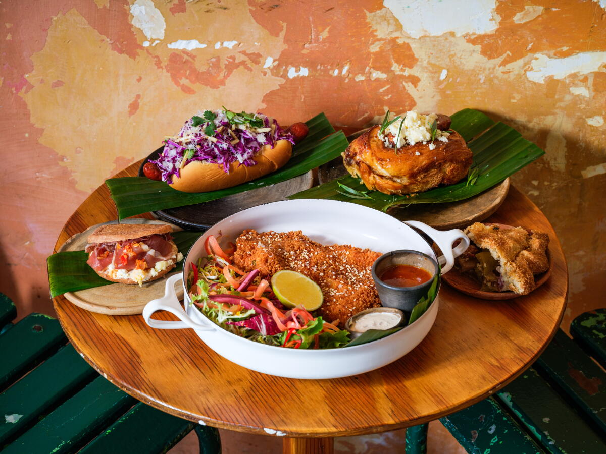A dispersed of dishes from Chainsaw Cafe