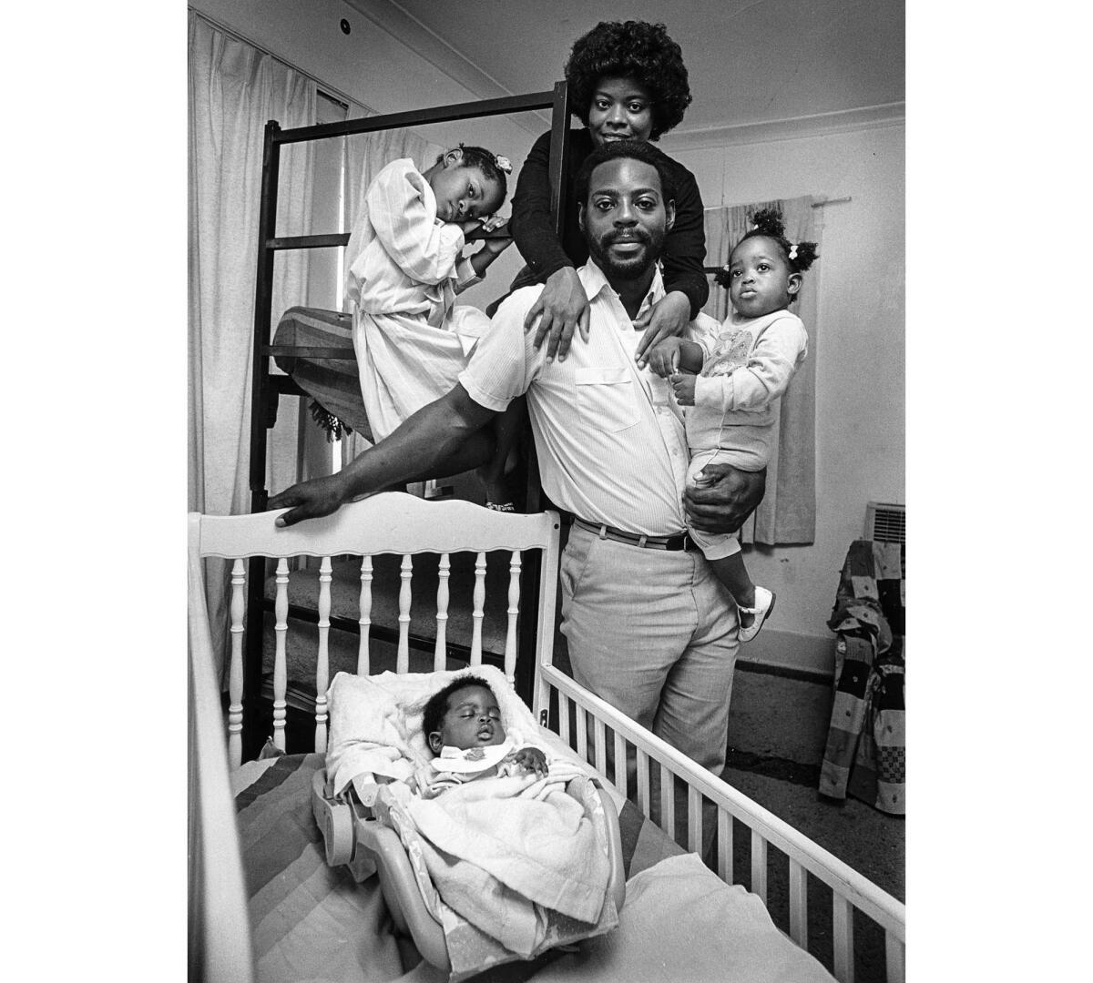 Jan. 12, 1987: Derrick McClendon, 31, wife Janice, 28, and children Lakretia, 7, Sonora, 15 months, and Carmello, 4 months, live in a shelter through the Inner Faith Center in San Pedro.