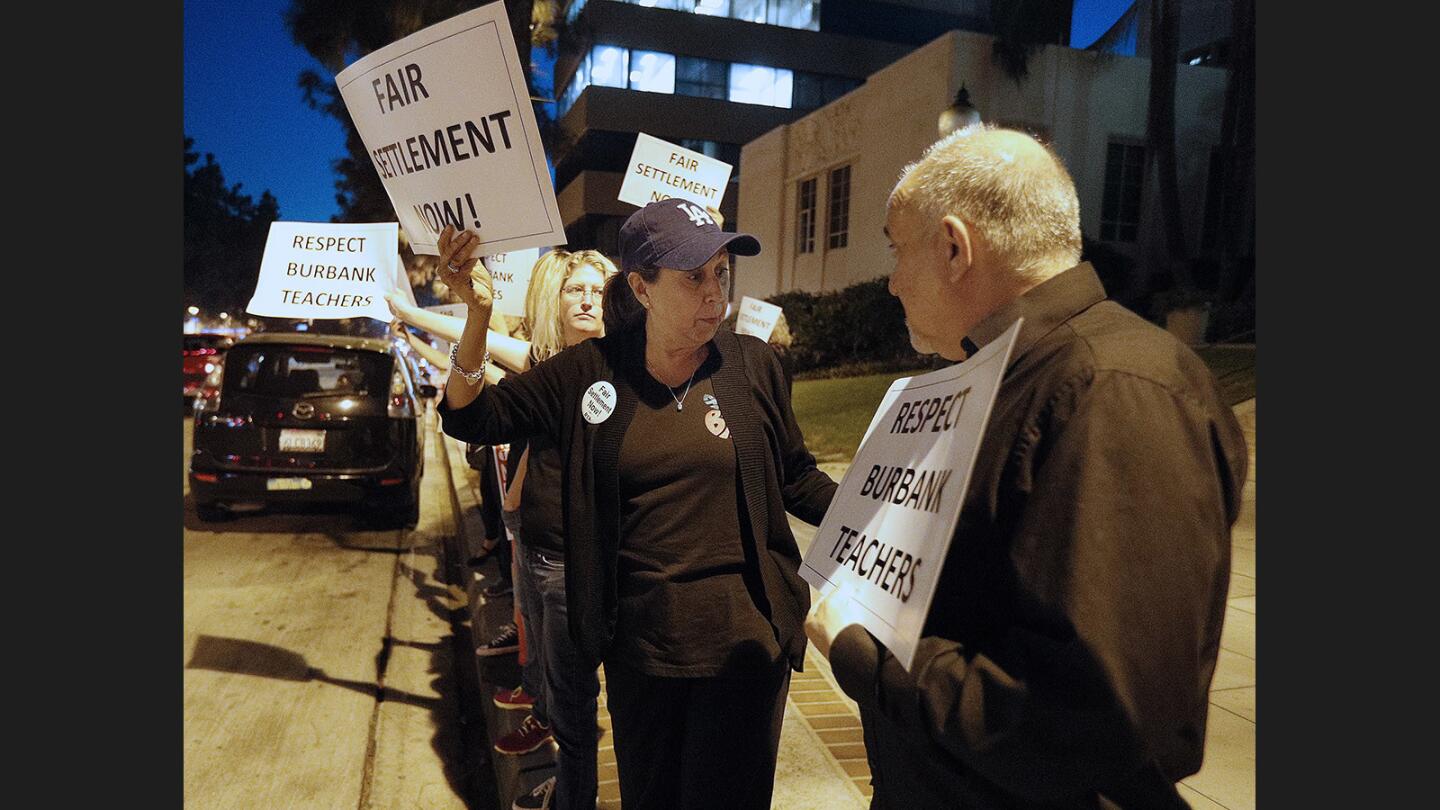 Photo Gallery: Burbank Teachers Association confronts Bubank Unified School District board meeting to protest for better wages and smaller class sizes