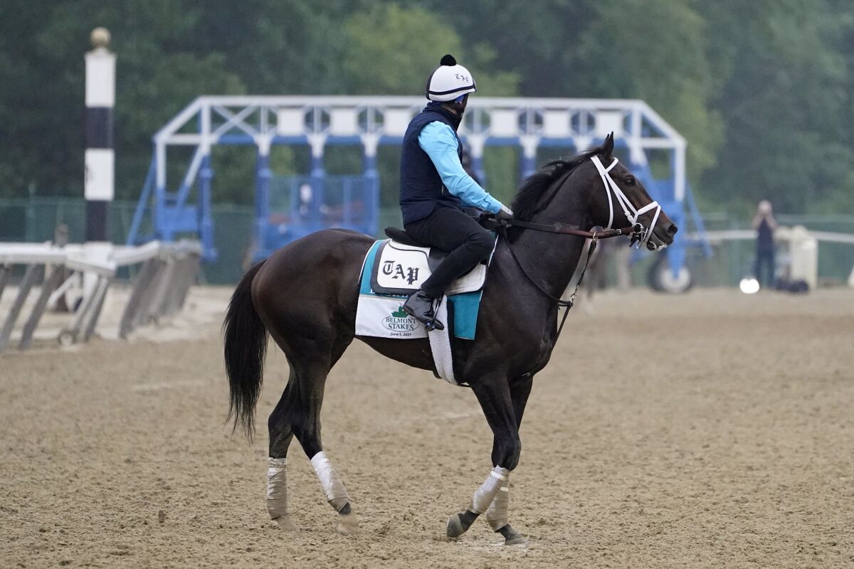 Bourbonic trains Friday before the 153rd running of the Belmont Stakes.