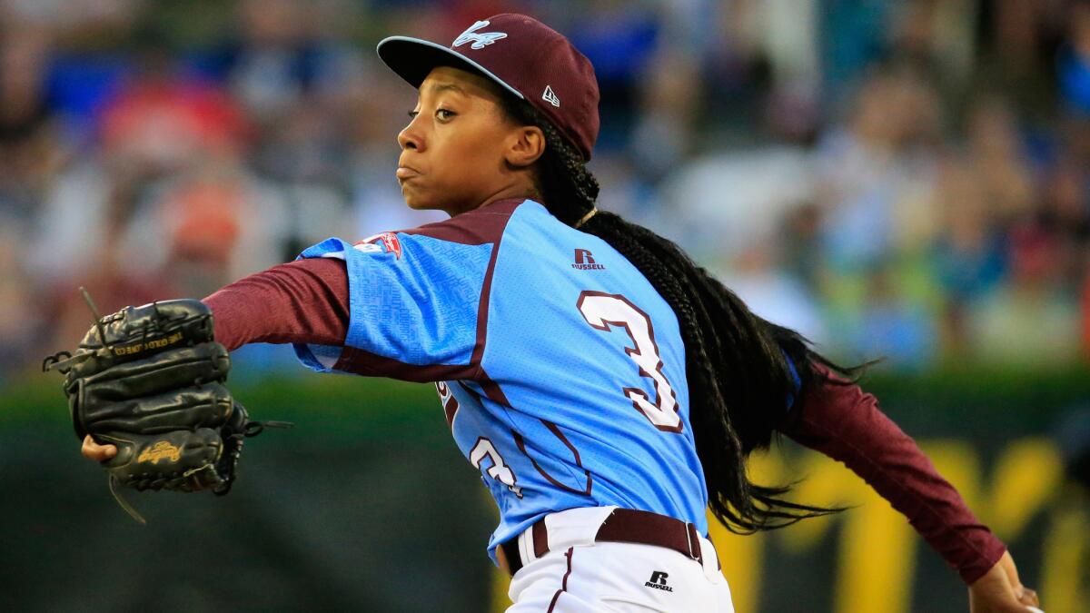Philadelphia's Mo'ne Davis delivers a pitch during the team's loss to Las Vegas at the Little League World Series on Wednesday.