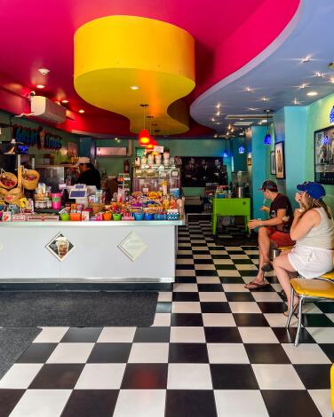 The interior of Great Shakes in Palm Springs.