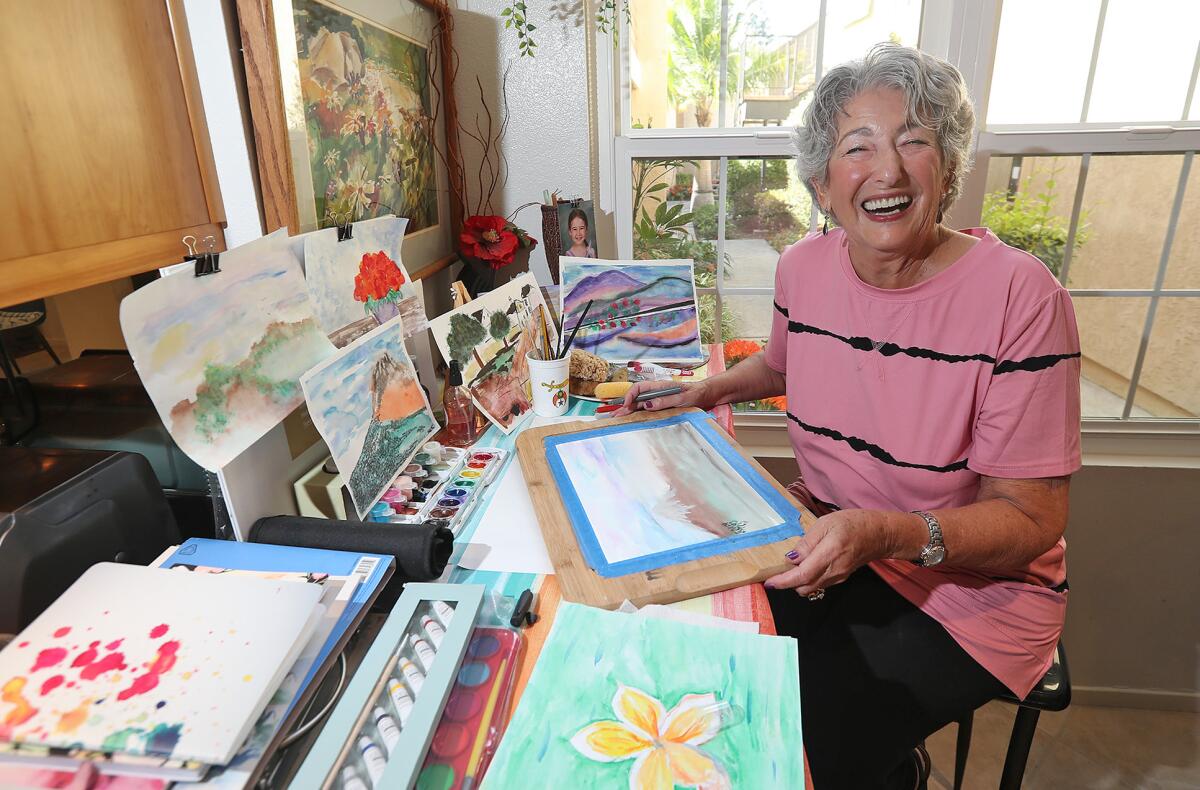 Carol Albright participates with Memories in the Making, the signature art program of Alzheimer's Orange County.