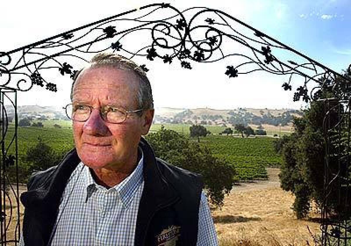 Santa Barbara County Board of Supervisor-elect Brooks Firestone, photographed at his family wine vineyard in Santa Ynez.