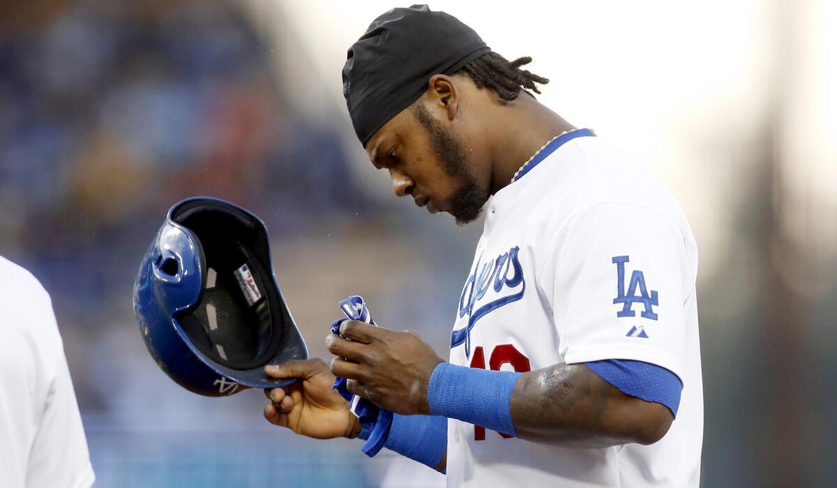 Dodgers shortstop Hanley Ramirez has missed several games this season for a variety of ailments. How serious his sore left calf is remains to be seen.