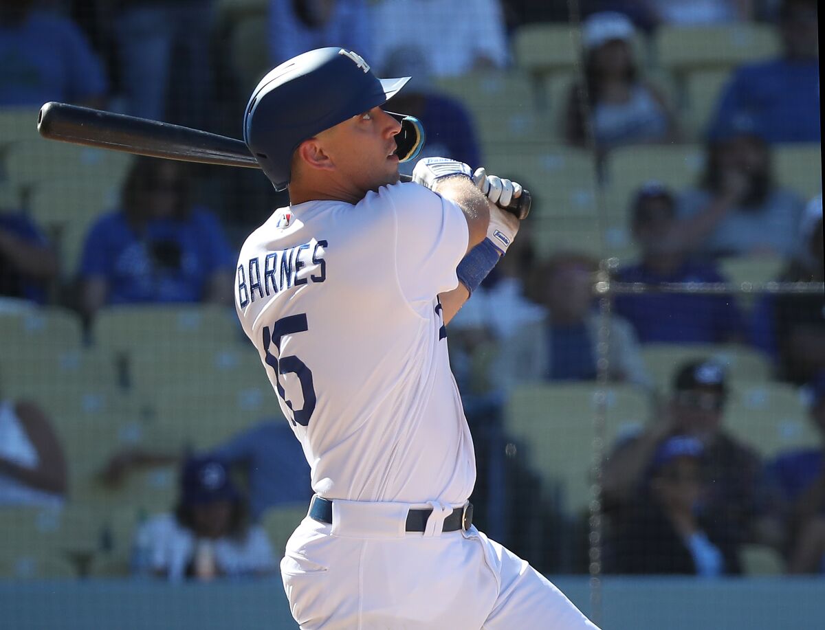 Dodgers catcher Austin Barnes strokes a two-run homer.