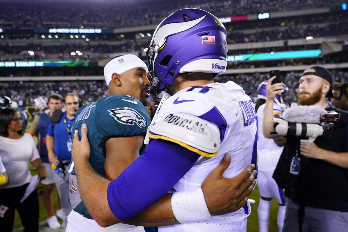 Jalen Hurts, Eagles host Kirk Cousins, Vikings in prime time again in their  home opener - The San Diego Union-Tribune