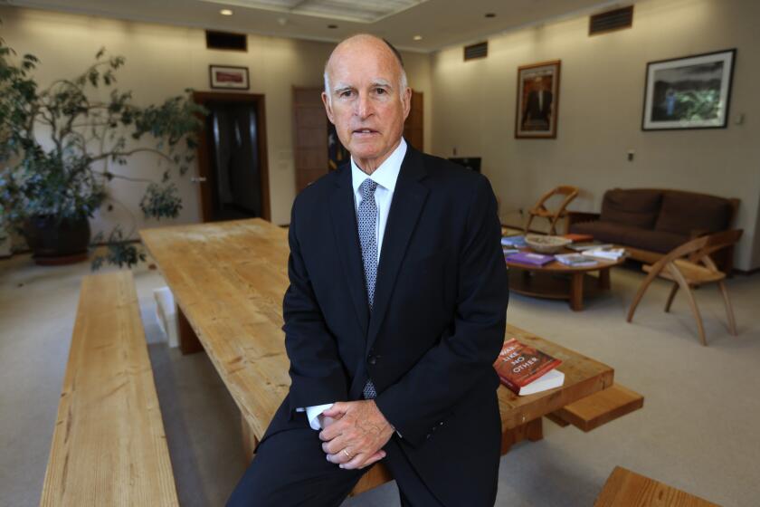 Gov. Jerry Brown in his Capitol office in Sacramento.