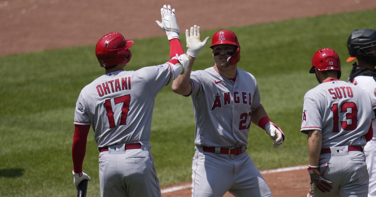 Shohei Ohtani and Mike Trout go hitless as Angels fall to Orioles - Los  Angeles Times