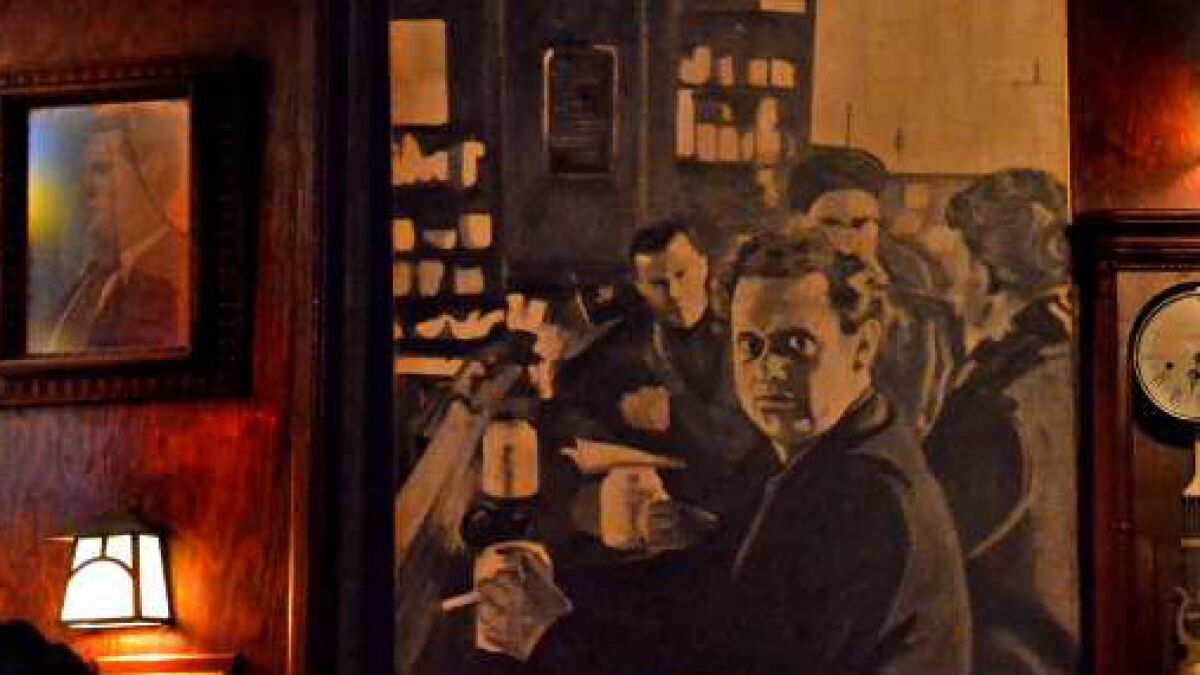 A painting shows poet Dylan Thomas in the White Horse Tavern, a bar he frequented in New York. 