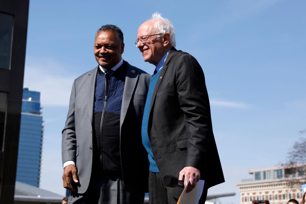 The Rev. Jesse Jackson with Sen. Bernie Sanders