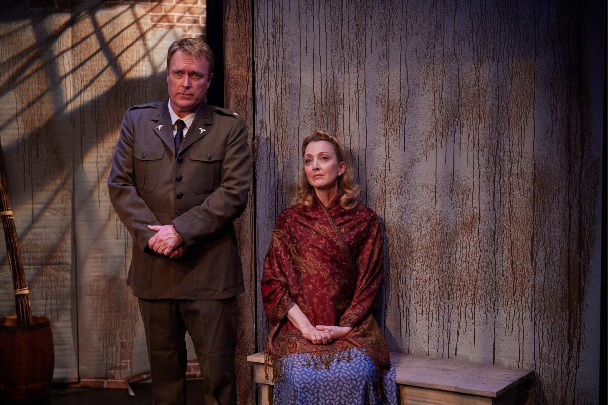 Brendan Ford, left, and Lucy Davenport in "Sense of Decency" at North Coast Repertory Theatre.