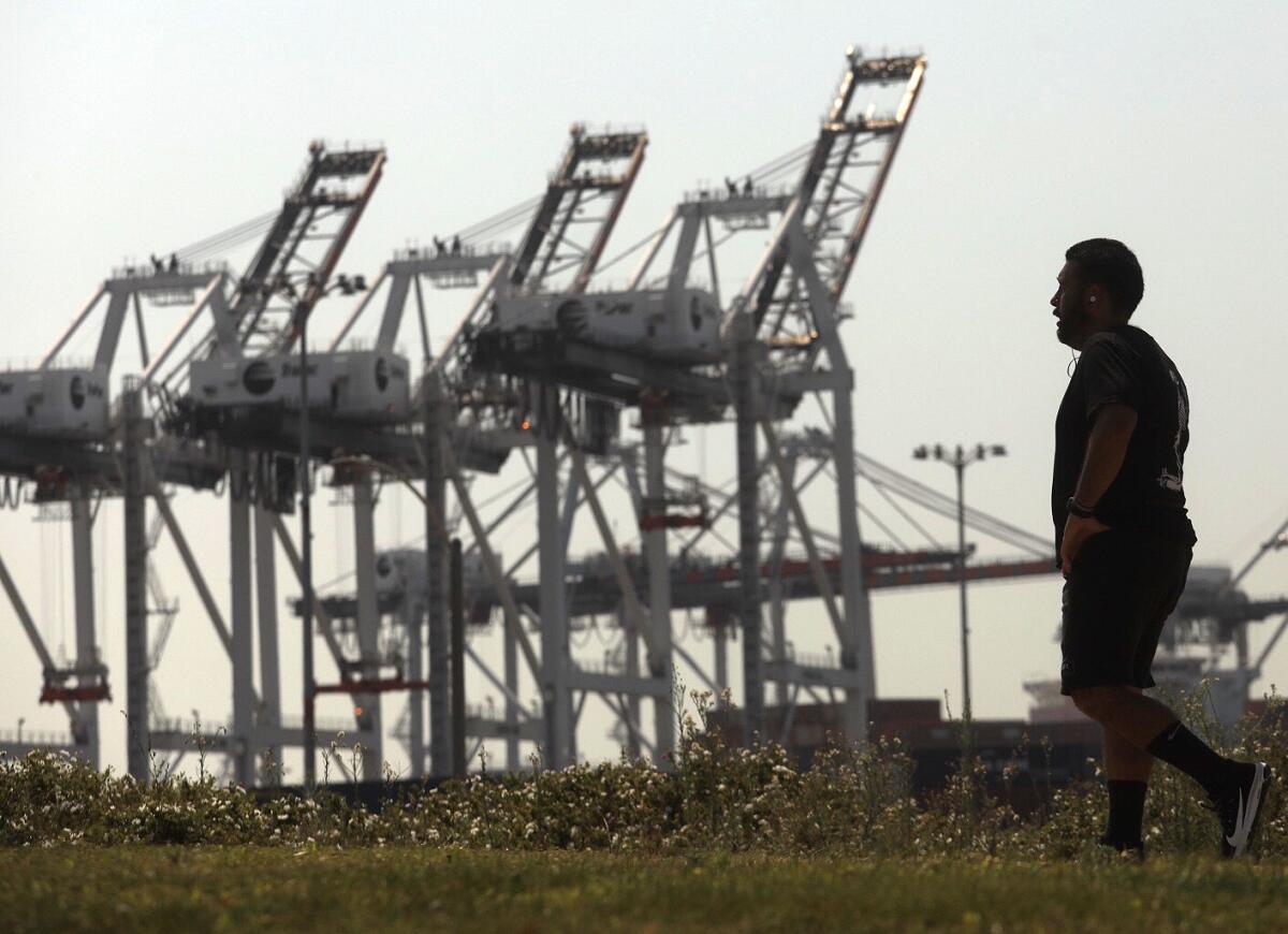 Cargo cranes at a port