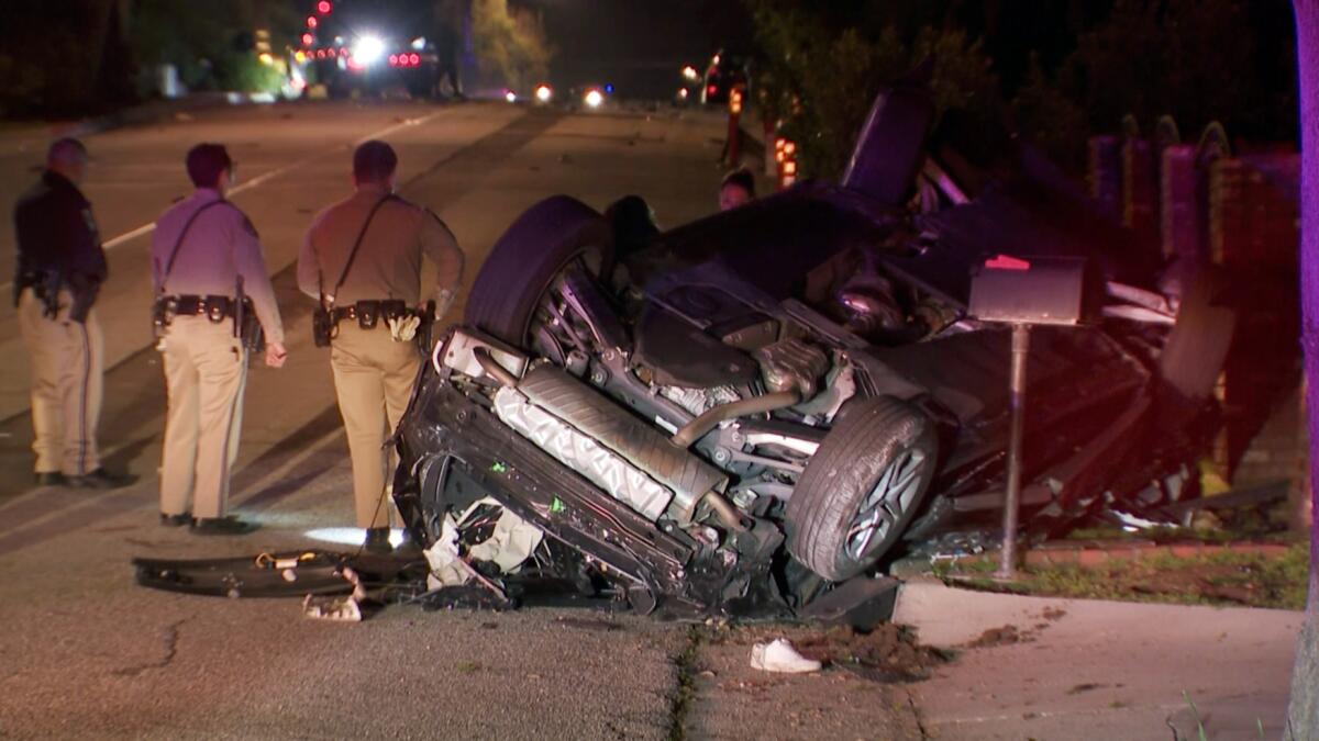 The California Highway Patrol and the Los Angeles Fire Department responded to a crash on West Loma Alta Drive in Altadena. 