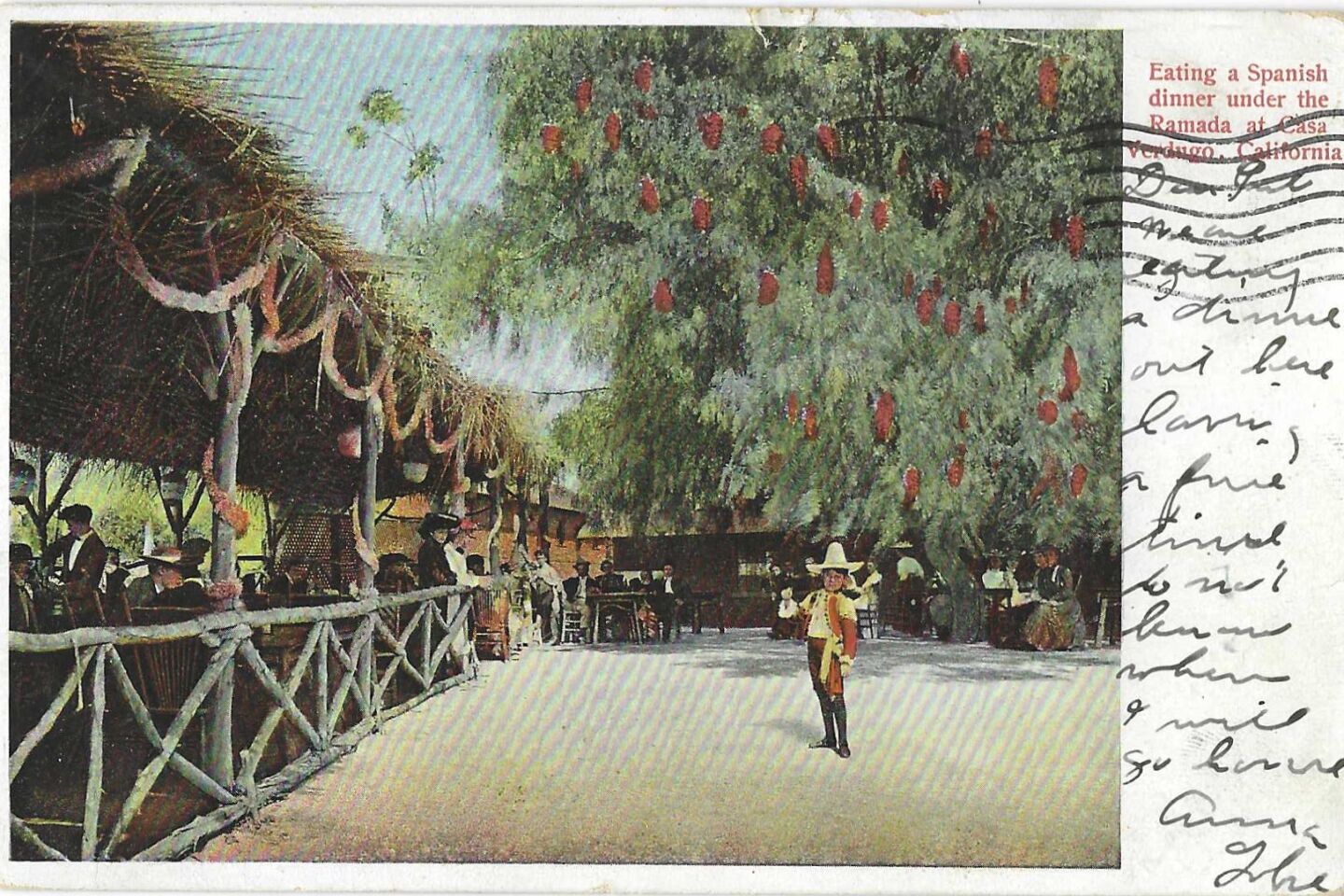 The front of a postcard depicting Casa Verdugo