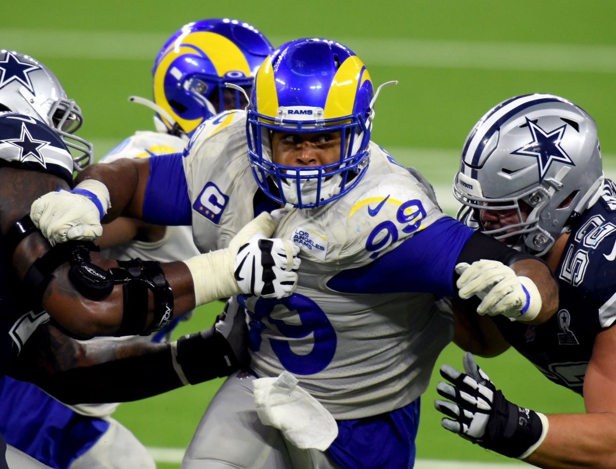 Rams' Aaron Donald rushes during a 20-17 win over the Dallas Cowboys.