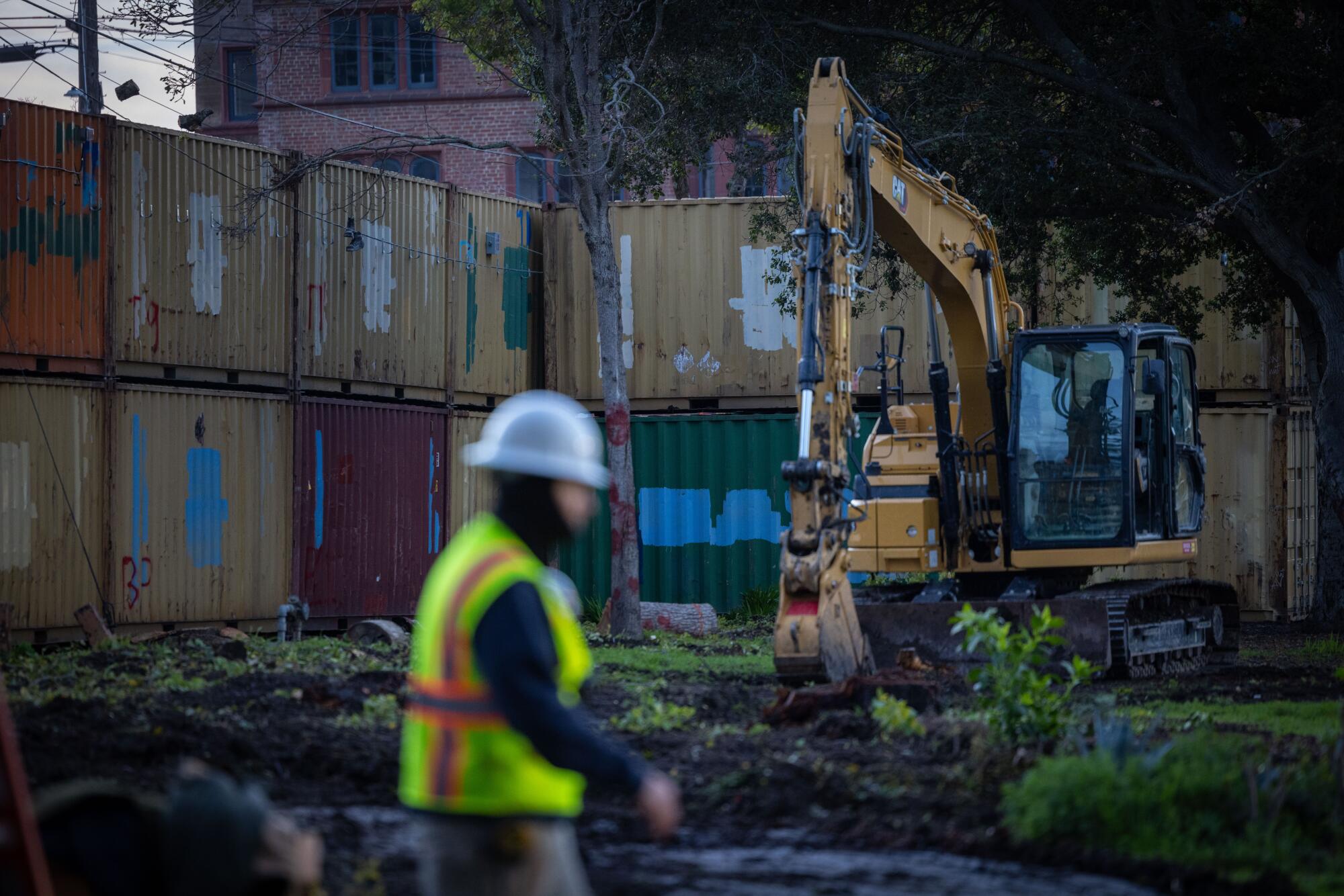 Giant shipping containers cordon off People's Park.