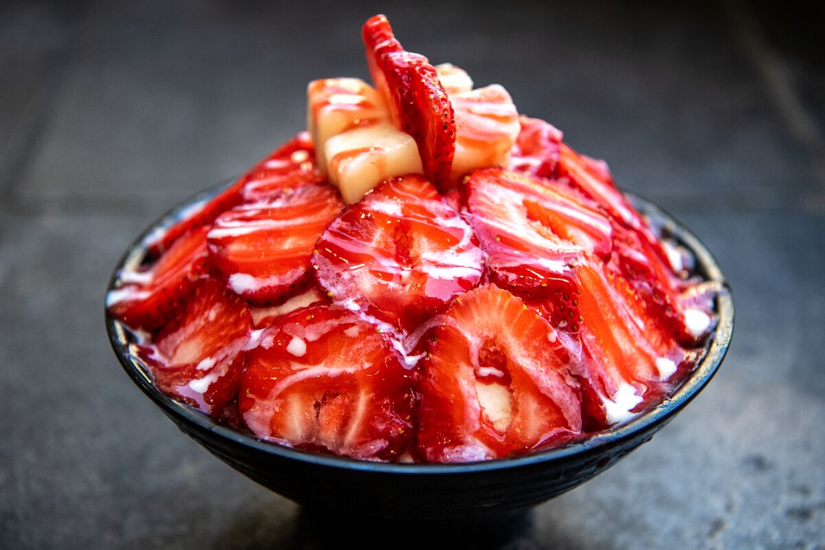 The Strawberry bingsoo from Sul and Beans in Koreatown.