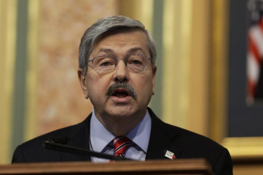 Iowa Gov. Terry Branstad delivers the annual Condition of the State address before a joint session of the Iowa Legislature in Des Moines.