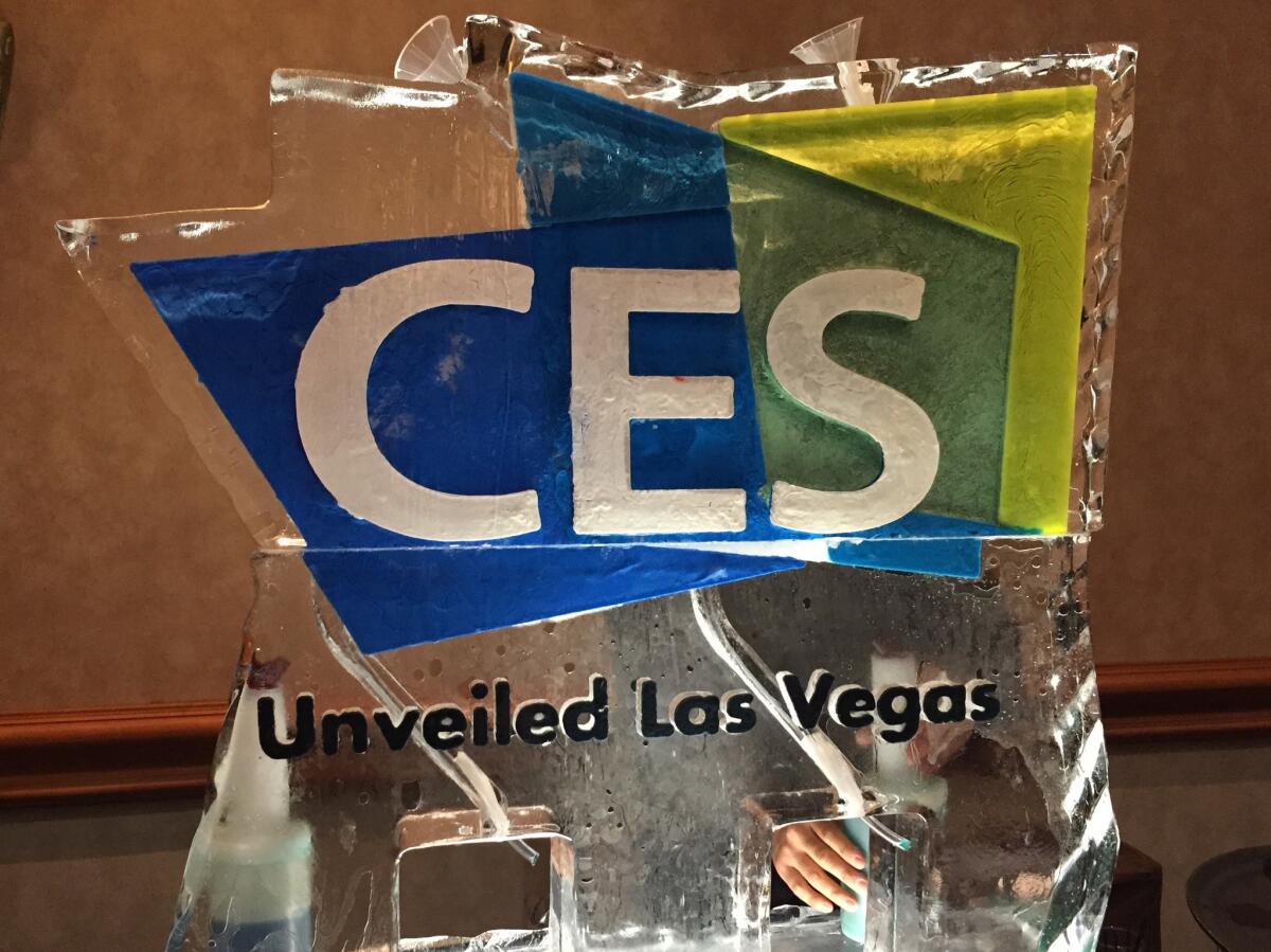 An ice sculpture at the CES trade show in Las Vegas.