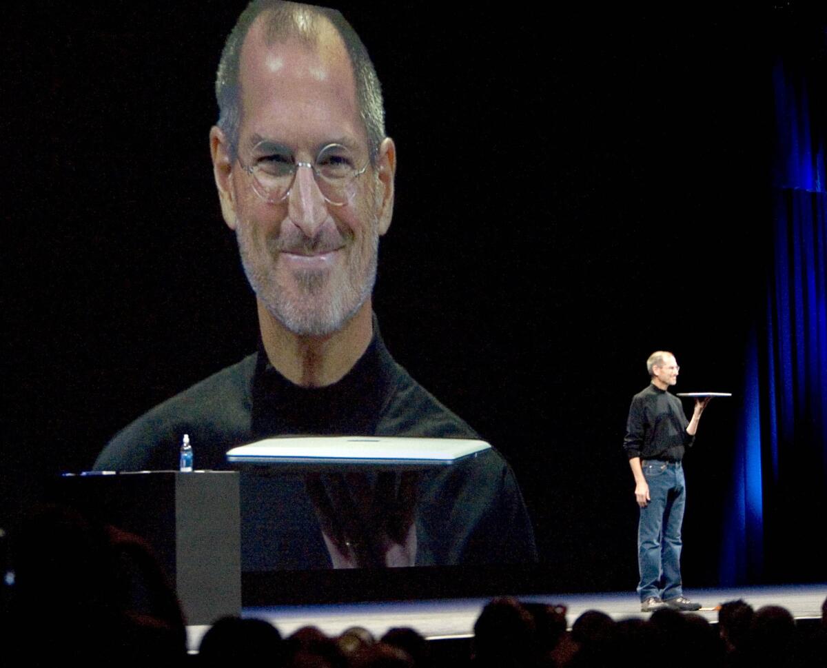 Steve Jobs, pictured introducing the Macbook Air in San Francisco in 2008.