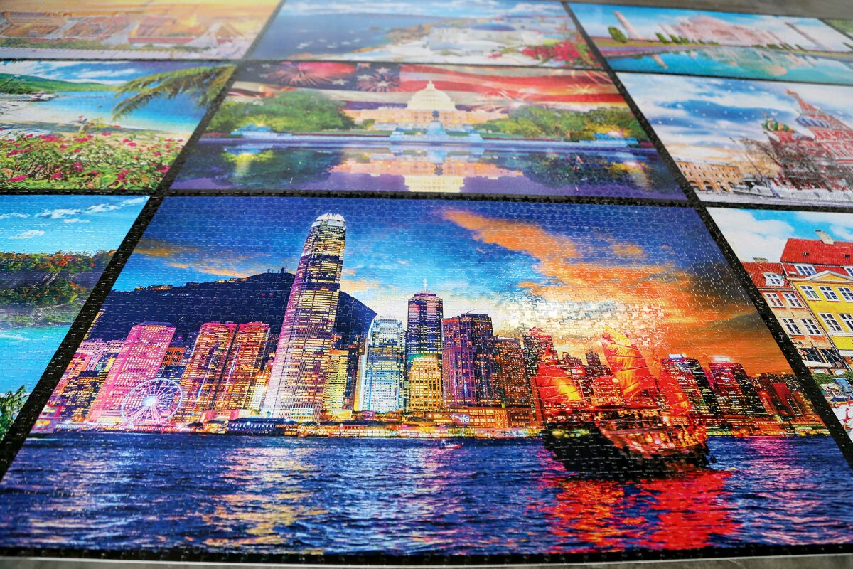 The puzzle representing Hong Kong is one of St. Sure's favorites.