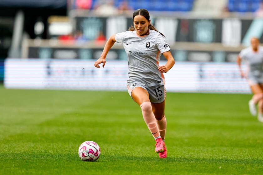HARRISON, NJ - JULY 02: Scarlett Camberos #15 of Angel City FC during the National Womens Soccer League game against NJ/NY Gotham FC on July 2, 2023 at Red Bull Arena in Harrison, New Jersey. (Photo by Rich Graessle/Icon Sportswire via Getty Images)