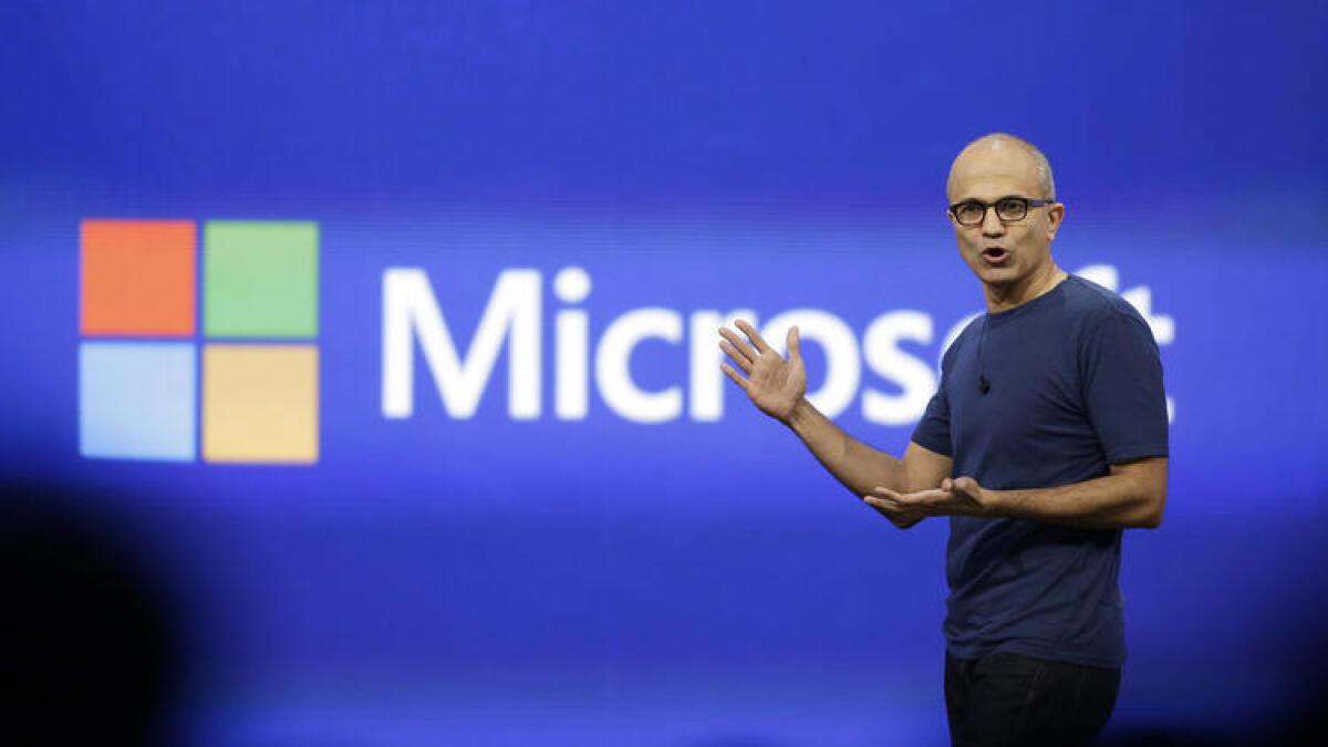 Microsoft CEO Satya Nadella delivers the keynote address of the Build Conference in San Francisco last year.