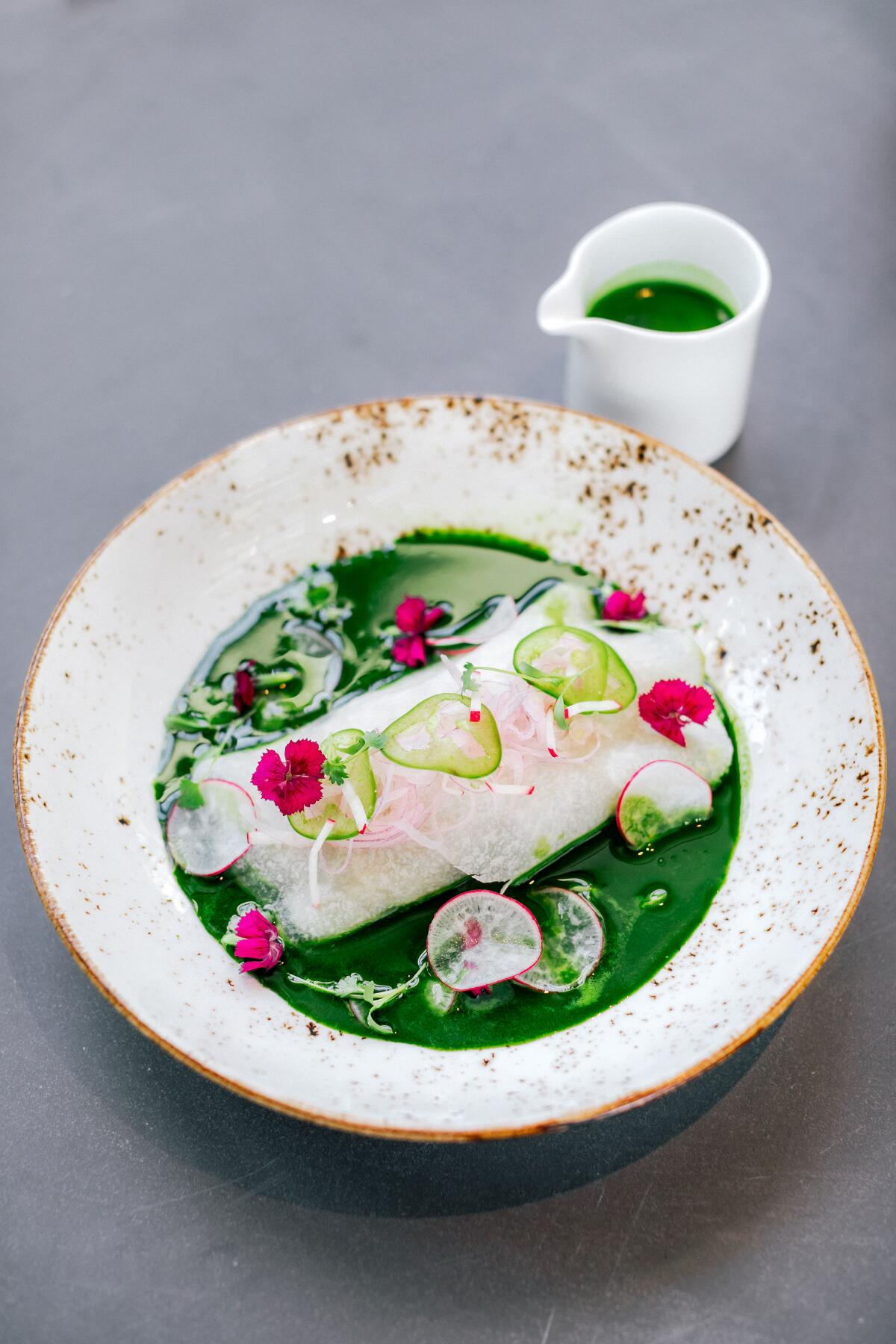 The aguachile dish a Seasons Restaurant in Carlsbad.