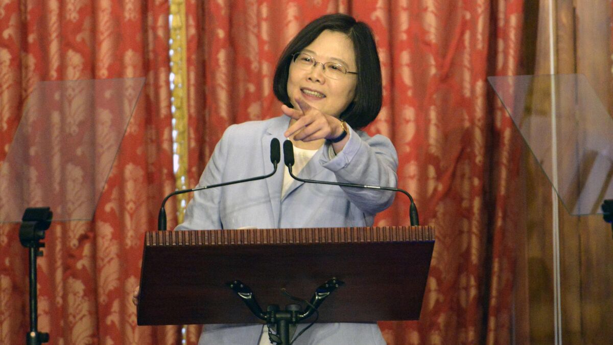 Taiwan President Tsai Ing-wen speaks during a news conference at the Taipei Guest House on Aug. 20, 2016.