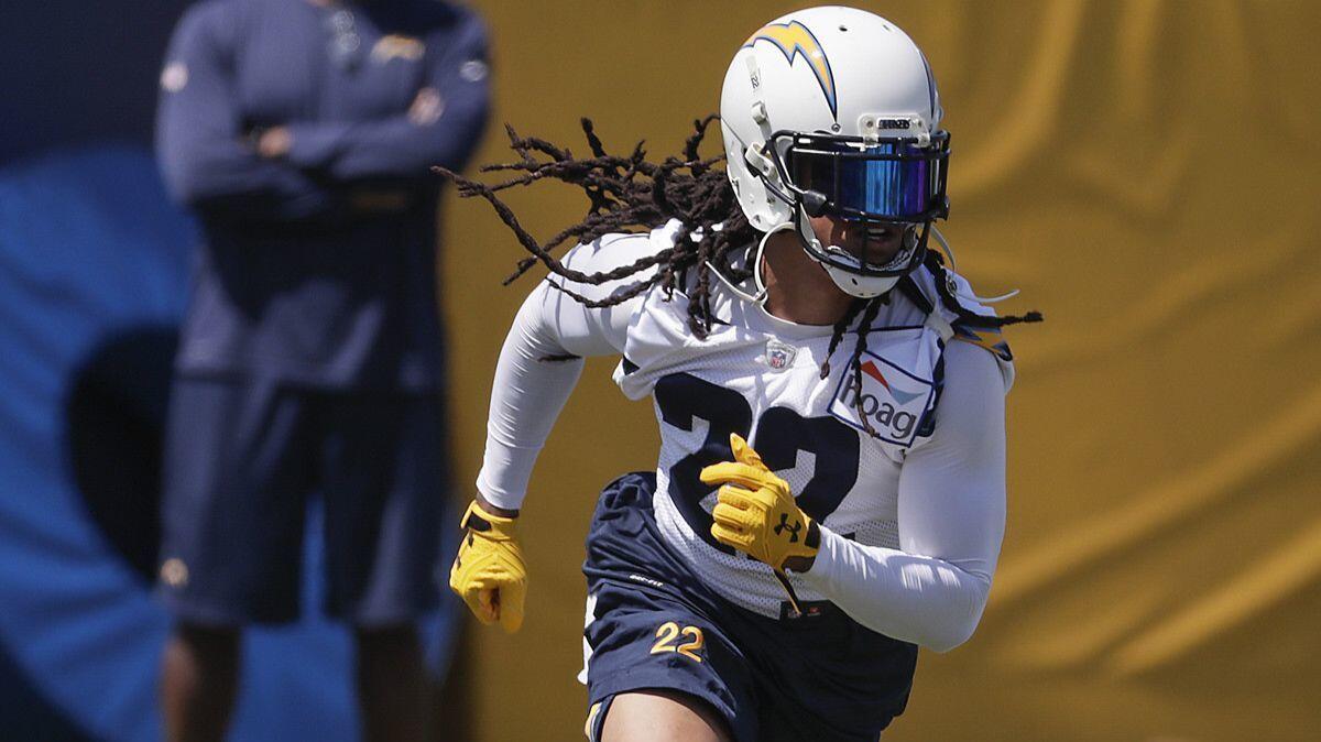Chargers cornerback Jason Verrett during mini camp at Chargers Park.