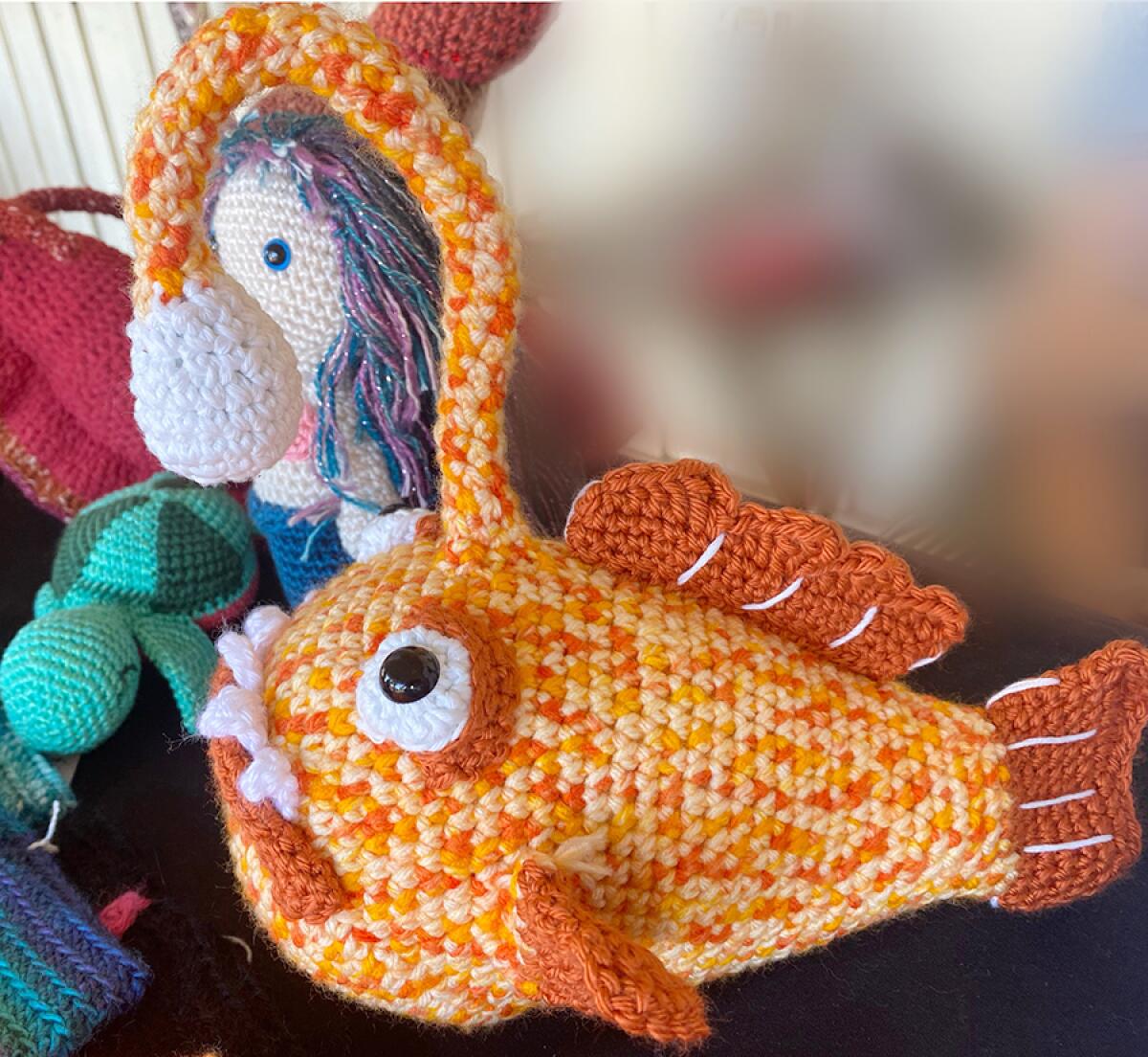 Knitted and crocheted items are handmade by some of the Artisan Market vendors.