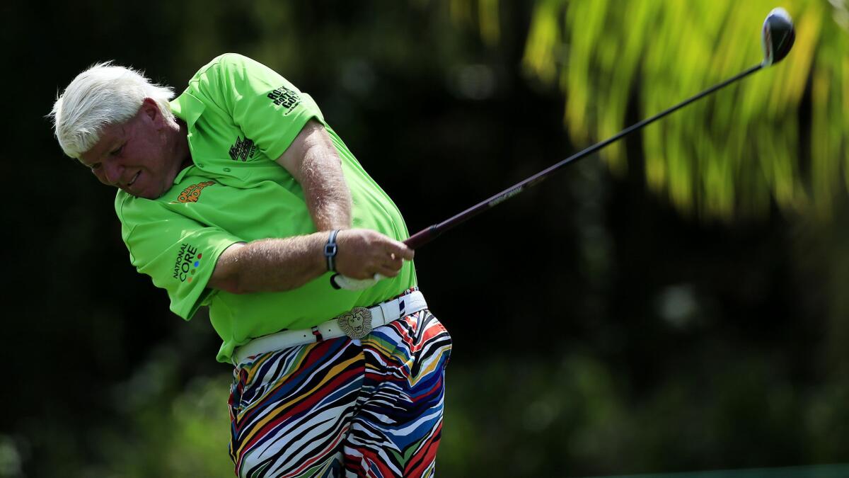 John Daly plays from the third tee during the final round of the Puerto Rico Open on Sunday. Daly finished tied for 10th.