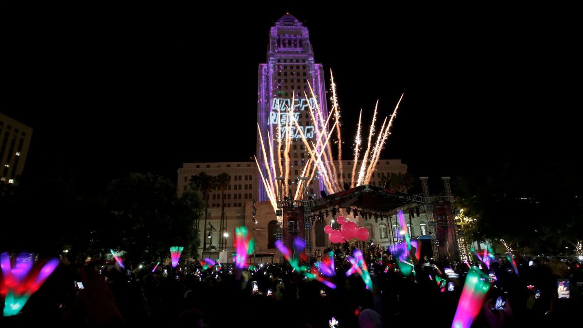 Last year's New Year's Eve celebration at Grand Park in downtown Los Angeles.