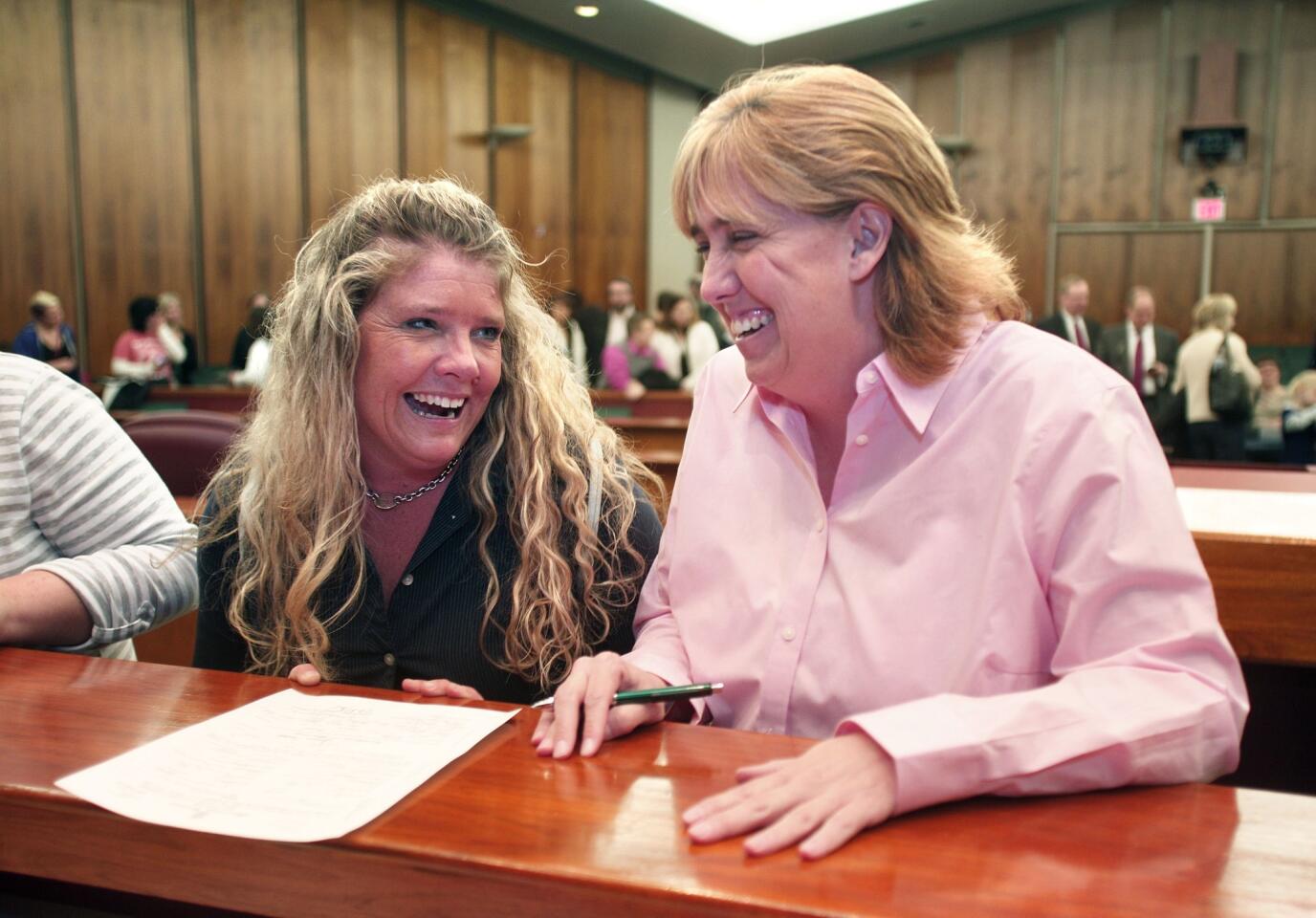 Same Sex Couples Receive Marriage Licenses Day After Judge Strikes Down State's Ban On Gay Marriages