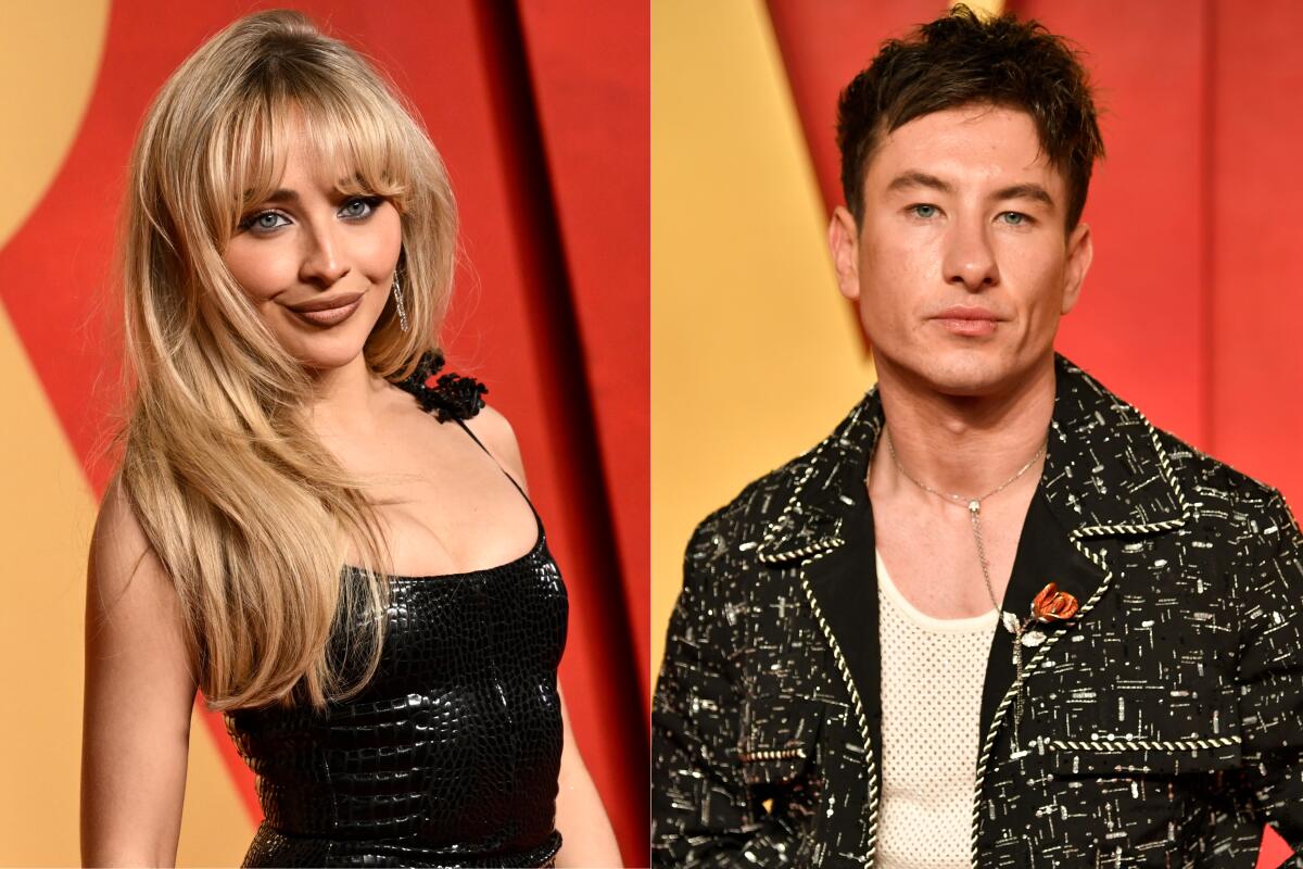 Sabrina Carpenter and Barry Keoghan arrive at the Vanity Fair Oscar party in Beverly Hills.