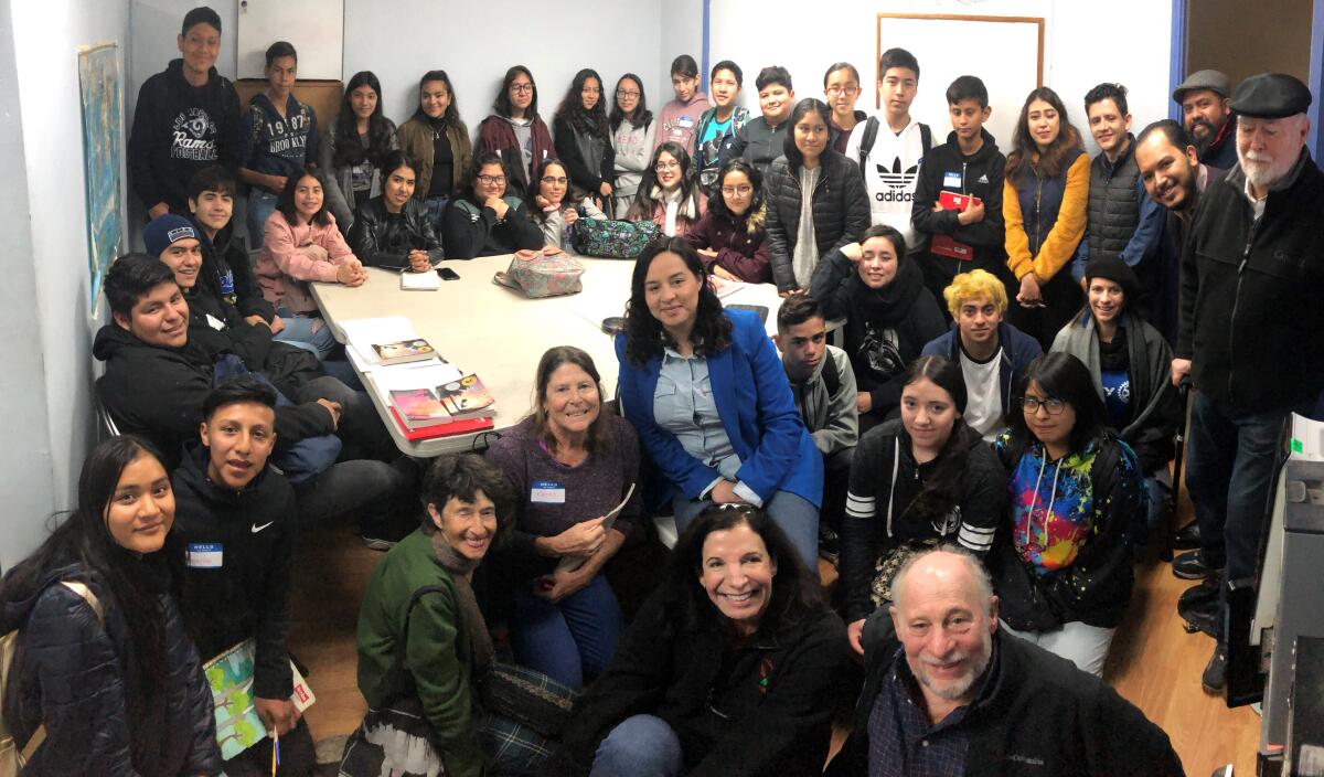 Rotary Club of La Jolla members gather with students of the John A. Vaughan Tijuana Rotary Scholars Lab.