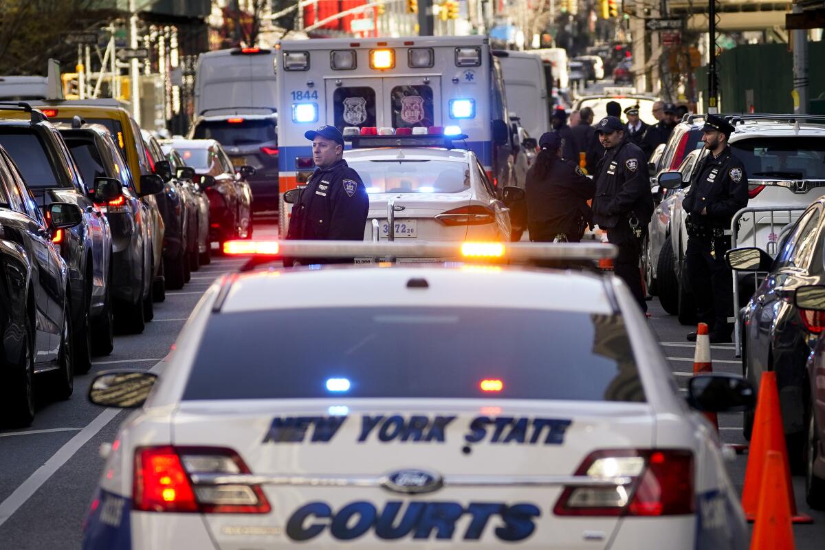 Police cars on a New York street.