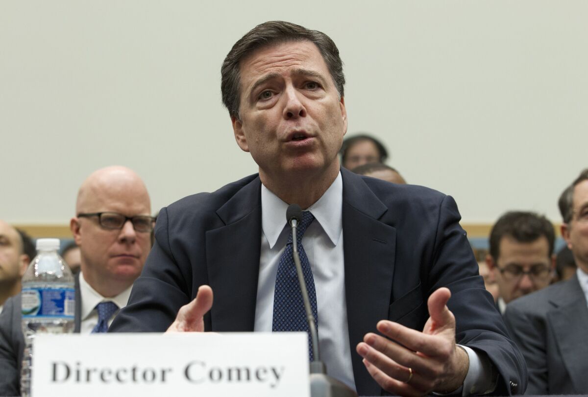 FBI Director James Comey testifies on Capitol Hill in Washington on Tuesday.